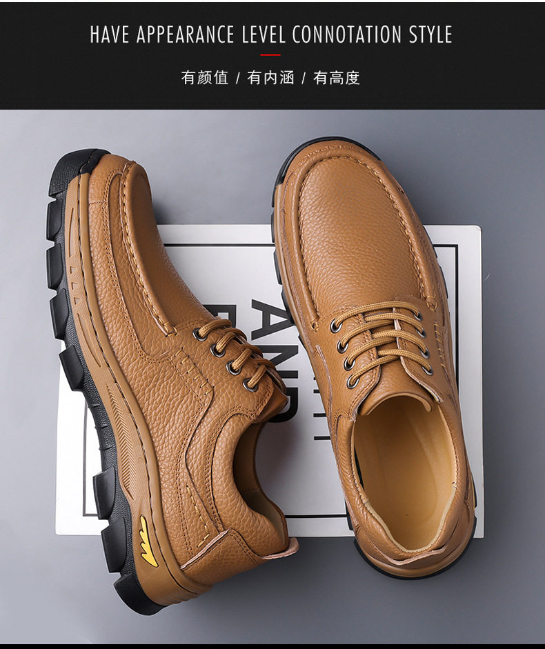 Giày da nam da bò thật mũi tròn đế dày đa năng thoáng khí — q6303 kaki, q6303 màu nâu, q6303 đen chi tiết 6