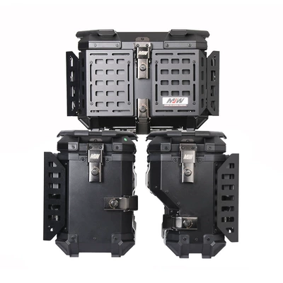 Armored Black Aluminum Alloy Three-Box: Motorcycle trunk