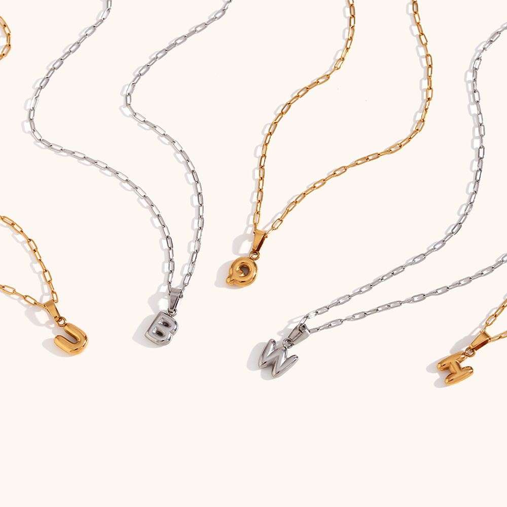 7g Weight PVD Coated Real Gold Plated Letter Stainless Steel Titanium Steel Simple Style Commute Waterproof Non Tarnish Stainless Steel Pendant Necklace