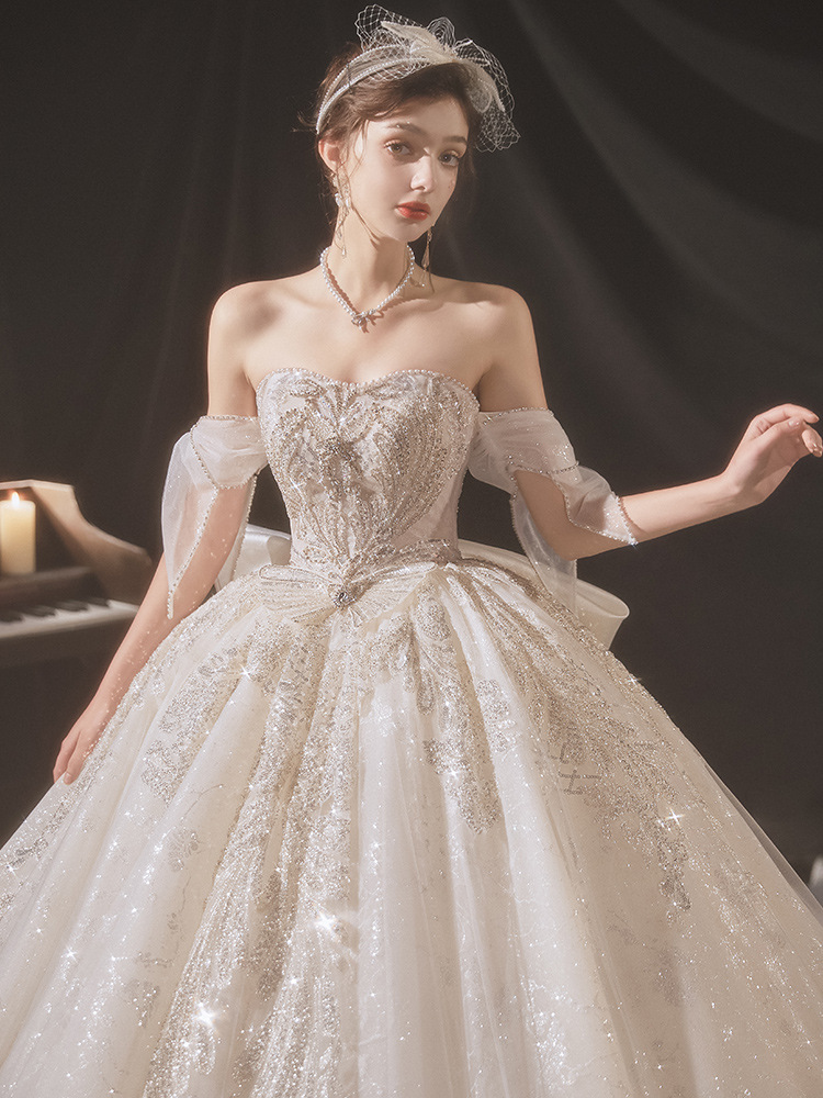 One-shoulder main wedding dress 2025 spring new bridal temperament…