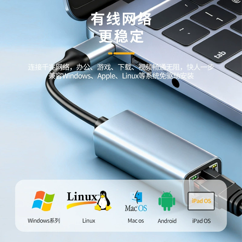 USB гигабитная сетевая карта проводная Ethernet сеть 1000 Мбит/с USBtypec на RJ45 без драйверов гигабитная сетевая карта