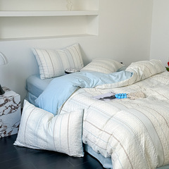 Category A maternal and infant grade yarn-dyed jacquard waffle washed cotton pure cotton four-piece set Bohemian cotton bedding