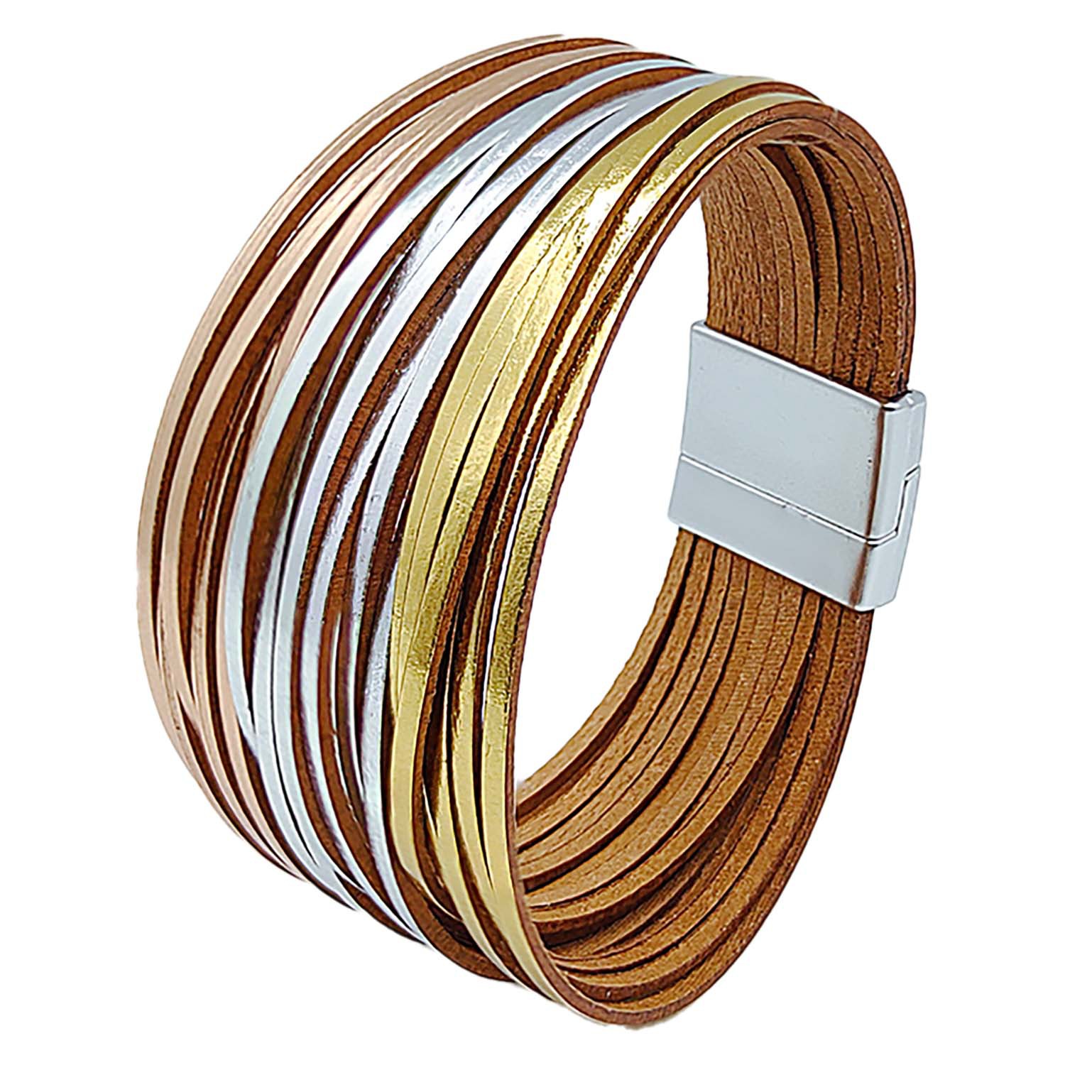 1 Piece Quantity Simple Style Circle Pu Leather Layered Women's Bangle