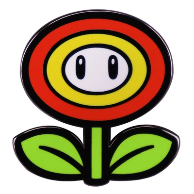 Mario Game Flower Brooch Enamel Pin Badge Accessories (Yaxa sancaqları) - black-aa20-01-a02e-19-3-3