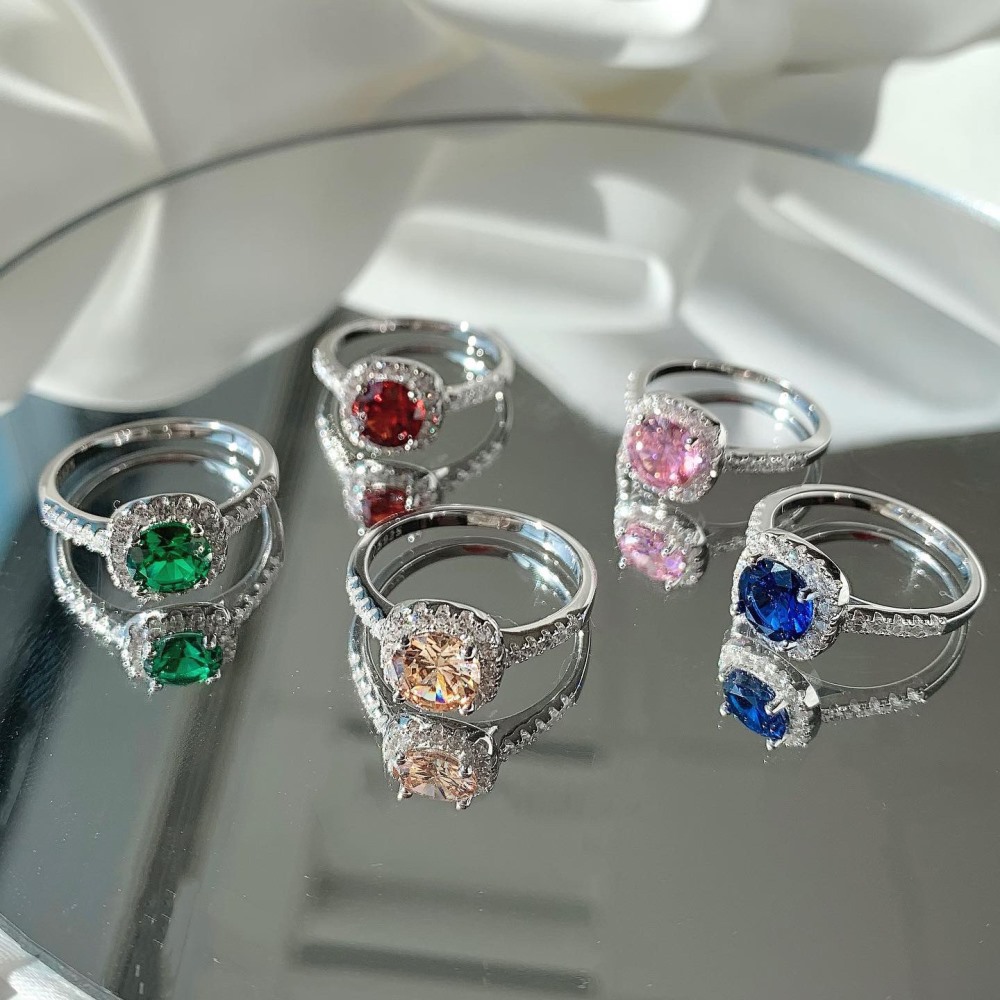 Women'S Gender Plating, Inlay Design Silver Zircon Round Rings