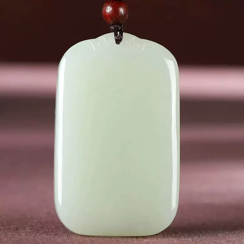 和田玉无事牌玉吊坠男女款面包牌玉石老坑白玉平安牌玉佩挂件玉牌