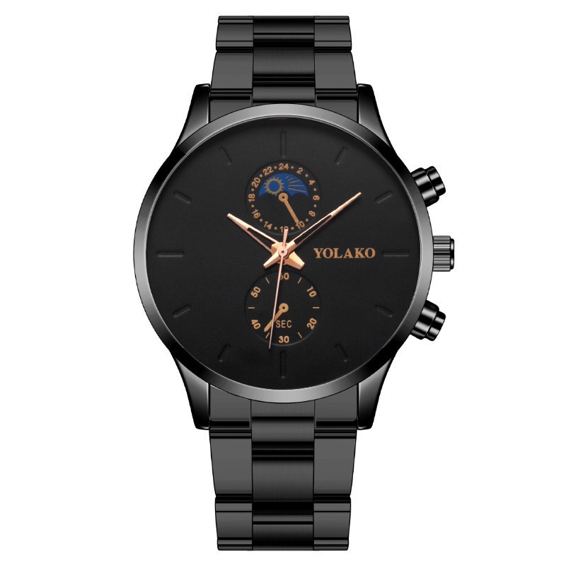 Hot-Selling Foreign Trade Fashion Moon Two-Eye Men's Watch Men's Watch Steel Band Quartz Watch Manufacturer Dropshipping