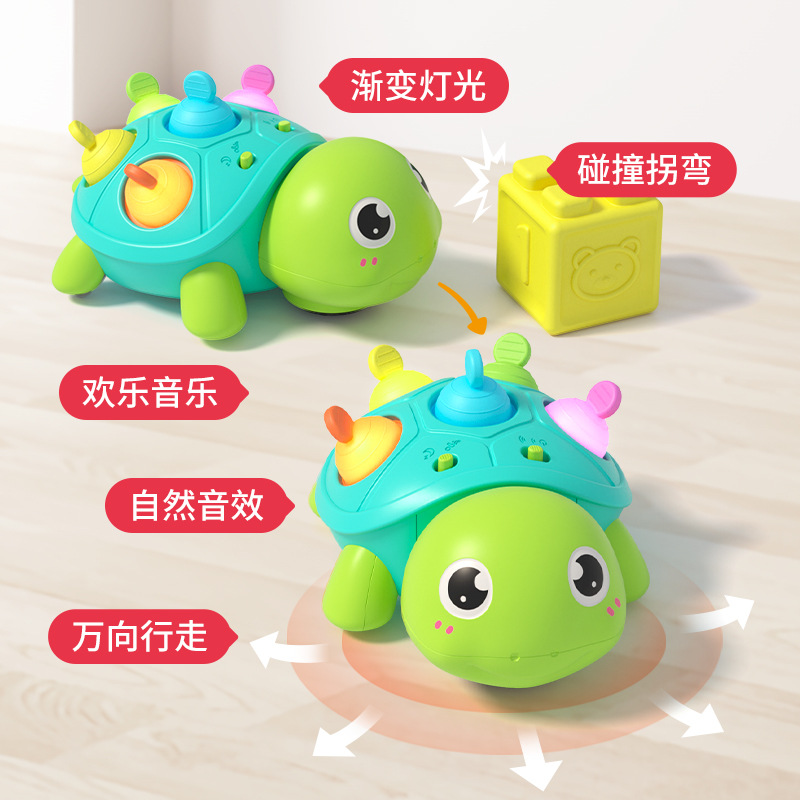 Tortuga infantil transfronteriza aprendiendo a rastrear juguetes sonidos y luces tranquilizadores roer mini burbujas niños 0 - 1 años de edad bebé