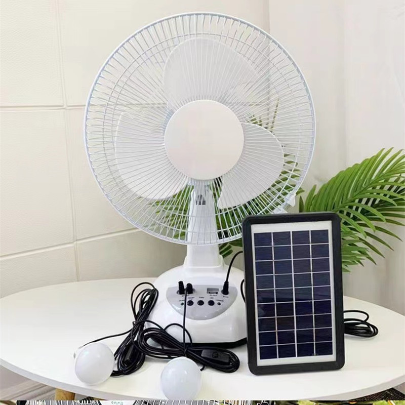 Solar Ac and Dc Southeast Asia Export Hot Model Factory Direct Sales Cross-Border Night Light Bulb 12inch 16inch Table Fan
