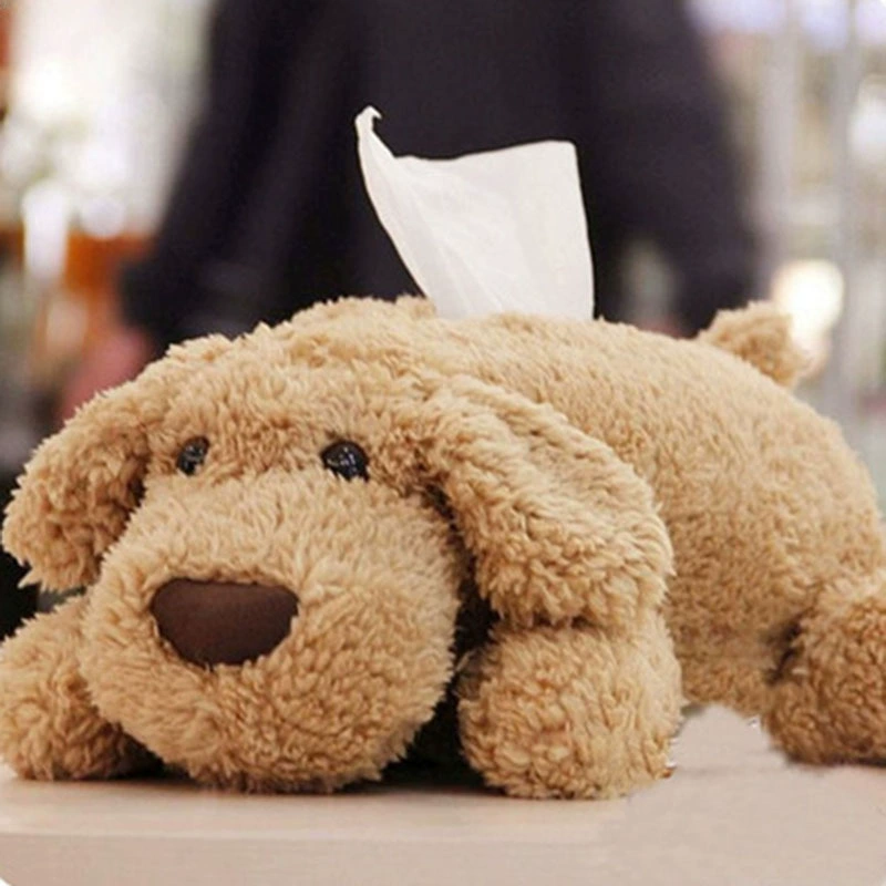 Teddy dog cartoon towel -type car pumping creative armrest box tissue box lying car inner car home paper