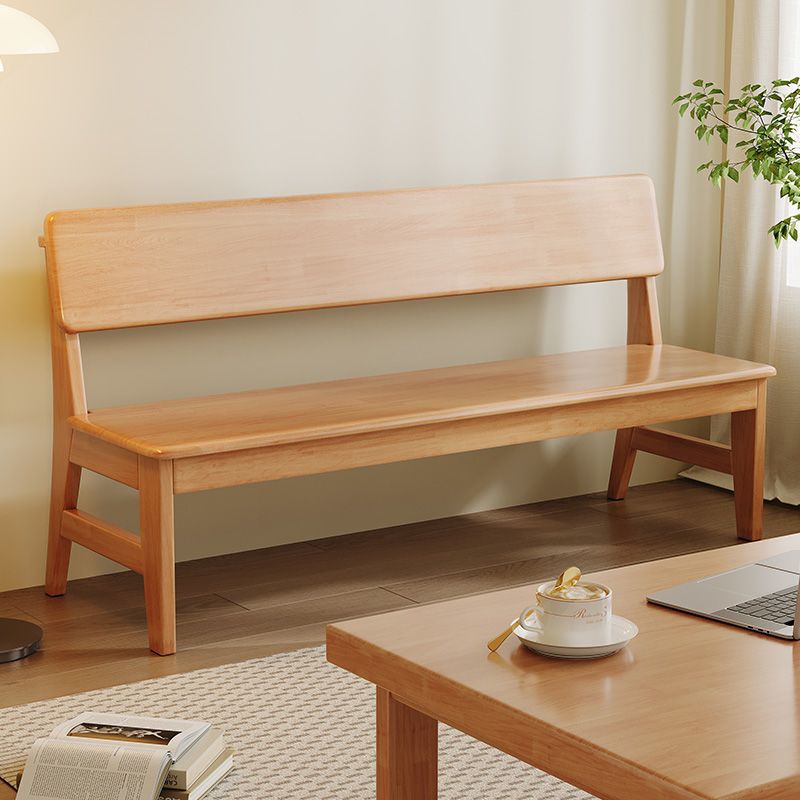 Nordic Solid Wood Bench with Backrest Long Bench Backrest Chair Dining Table Bench Home Living Room Double Bench