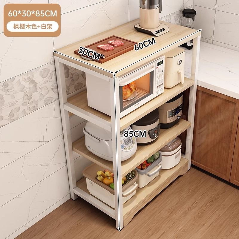 Estante de cocina multicapa de piso estante de almacenamiento de horno de microondas armario de comedor multifuncional casero contra la pared armario de almacenamiento integrado