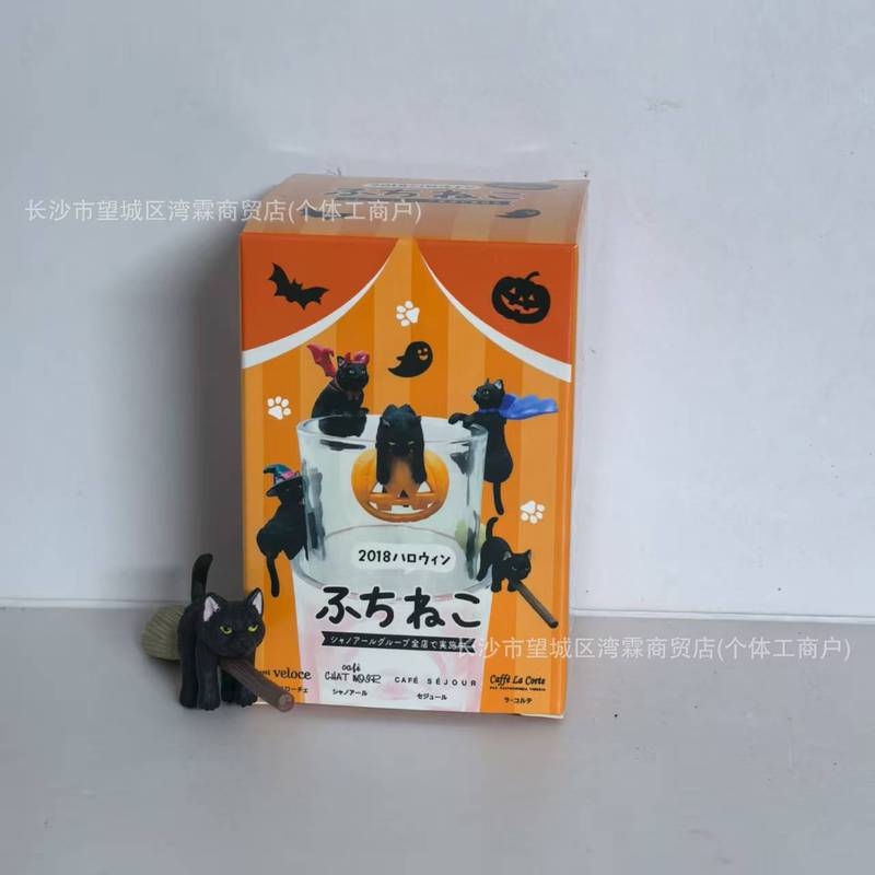 热销 万圣节主题 可爱小猫咪模型 黑猫cos南瓜 迷你动物场景摆件|undefined