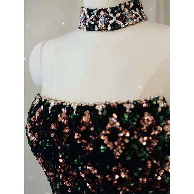 Đầm dạ hội dáng dài không dây đính sequin cao cấp — Màu trong hình, Hình ảnh màu đuôi cá