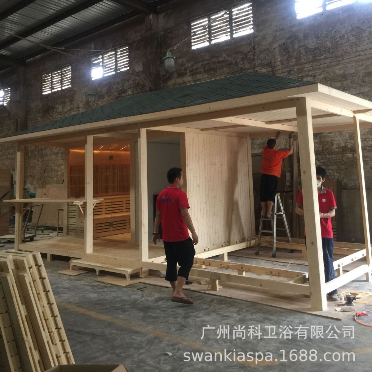 Outdoor Luxury Gazebo Wet and Dry Sauna Room Shower Room Spa Spa Bathtub Integrated Multi-Functional Sauna Room