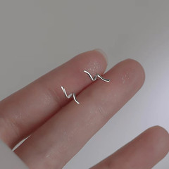 S925 sterling silver needle line earrings for women niche simple design earrings curve sleep-free ear piercing earrings