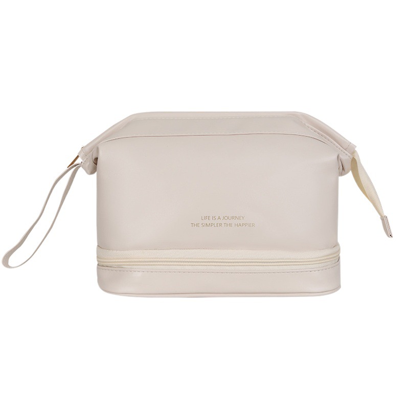 Nueva gran capacidad de viaje bolsa de almacenamiento portátil Internet celebridad alto sentido de las mujeres doble pu cuero nube cosméticos bolsa