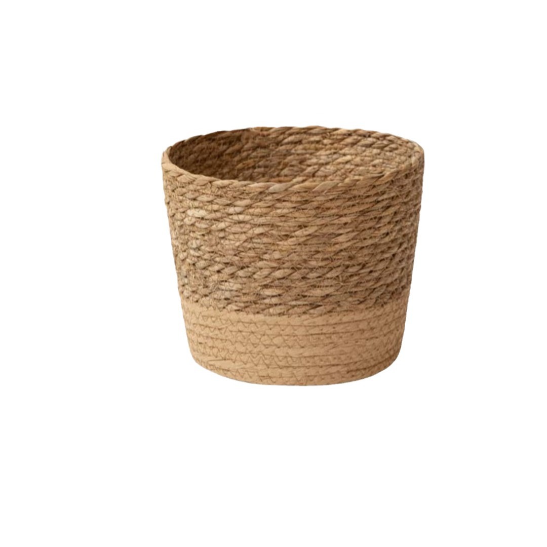 maceta de flores trenzadas plantas verdes trenzadas de hierbas marinas naturales de caña maceta decorativa para el hogar cesta de almacenamiento ecológica