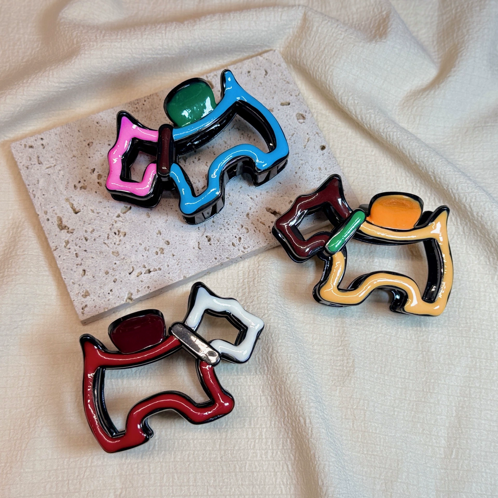 Заколка для щенков с каплями масла, высококачественная полая заколка для щенков с рисунком на затылке, заколка для волос в виде акулы