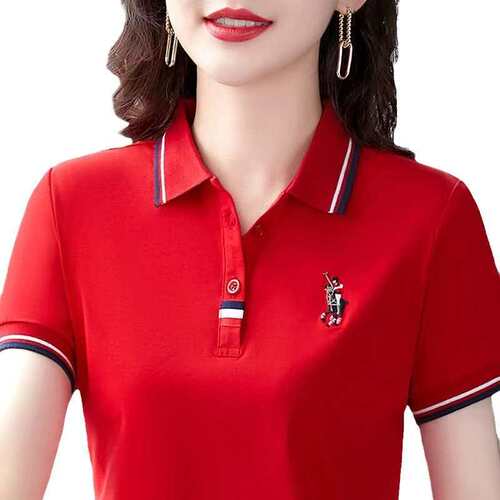 Summer Korean style women's short-sleeved shirts, dress for age-reducing middle-aged mothers, large size casual sweatshirt tops