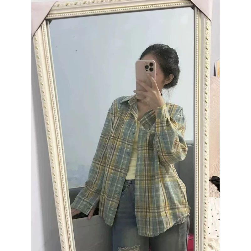 Допамин легкая экстравагантная клетчатая рубашка высокого класса