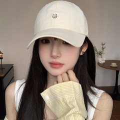 新型かわいい猫刺繍野球帽韓国版ファッション百合顔小鴨舌帽子子供刺繍日よけ帽子