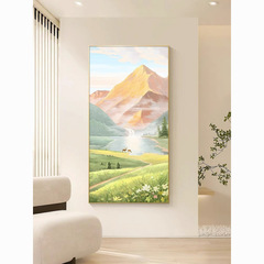 玄関装飾画廊下通路山水風景画日照金山掛け画入戸縦版壁画穴なし