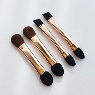 Explosive Little Horse Hair Double Head Eye Shadow Brush Knife Eyebrow Brush Double Head Sponge Eye Shadow Stick Golden Makeup Brush Eye Shadow Bag