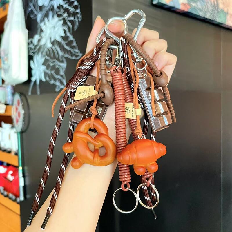 Miu Alkaline Water Bread Keychain Ring Resin Bread Chocolate Bag Keychain Pendant Graduation Gift