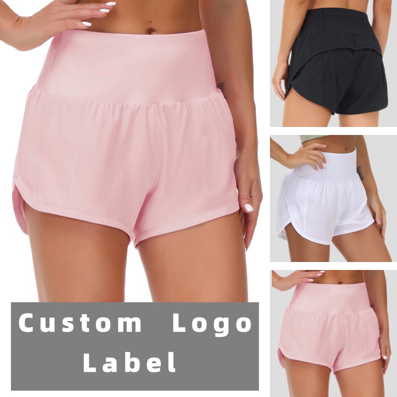 Cross-Border Hot Selling 2024 Summer New Style High-Waisted Outdoor Fitness Women's Sports Shorts with Zipper Pockets Elastic