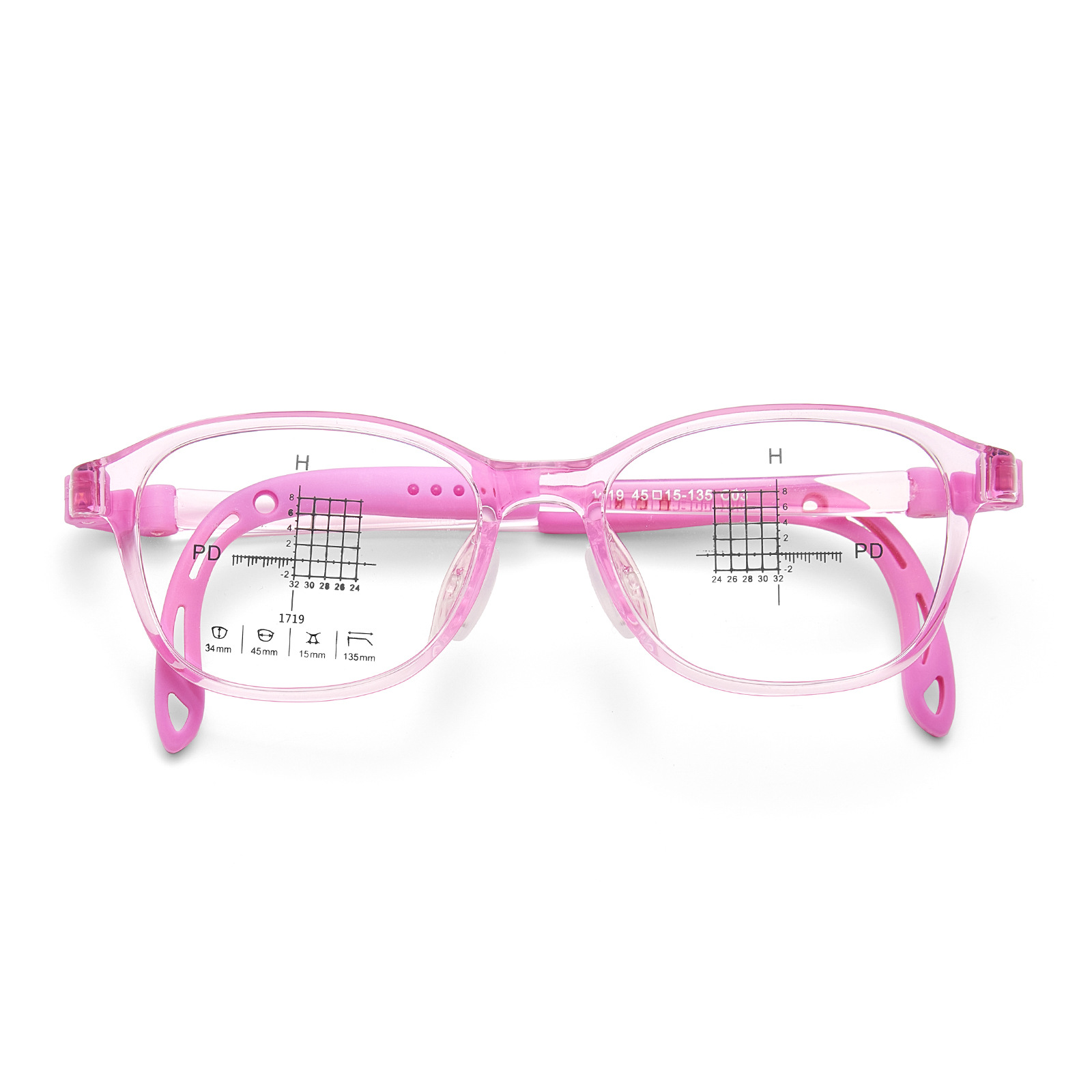 gafas para niños pueden equiparse con miopía TR90 silicona suave soporte nasal marco de gafas de memoria bisagra anti-deformación Danyang al por mayor