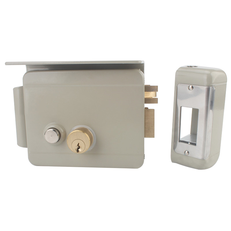 出口连杆式一体电控锁门禁电锁楼宇门锁12v通电开锁铜锁舌门控锁