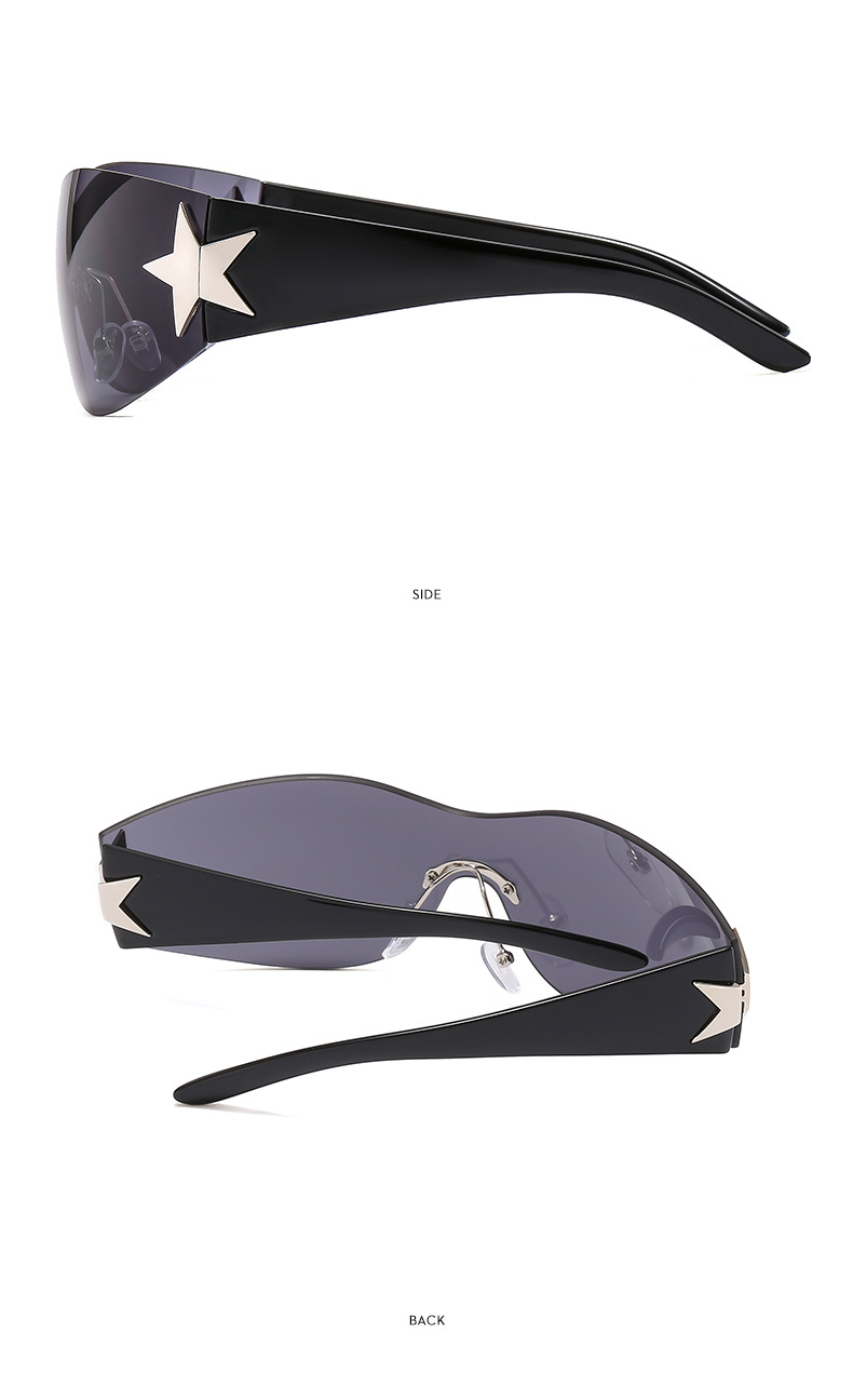 Sunglasses Classification PC, UV400 Protection Lens Material Retro Star PC UV400 Protection Oval Frame Frameless Men's Sunglasses