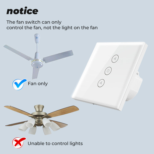 Tuya Tuya wifi smart zero live wire timing remote control touch wall fan switch American and European regulations