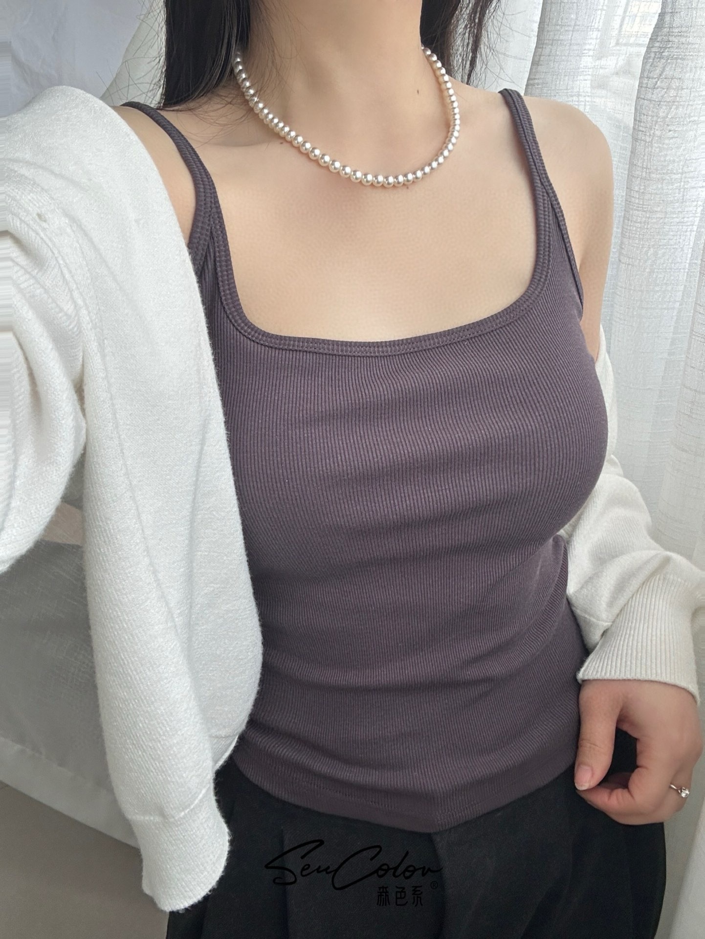 Verano nuevo estilo de moda hilo de bambú algodón fija taza chaleco de cabina simple y cómodo para la piel cabina antibacteriana mujer