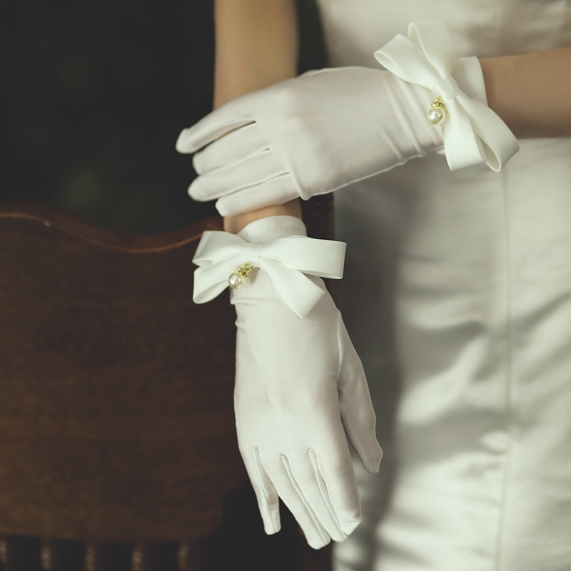Women's Elegant Lady Bridal Solid Color Gloves 1 Set display picture 2
