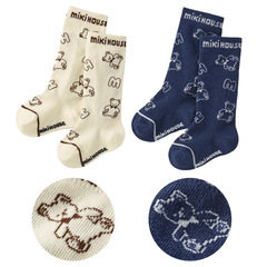 miki童裝~兒童新款卡通泰迪熊字母滿印長筒襪男女童休閒童襪