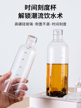 刻度玻璃杯高颜值饮料果汁杯子便携大容量透明水杯酒瓶冷泡茶瓶子