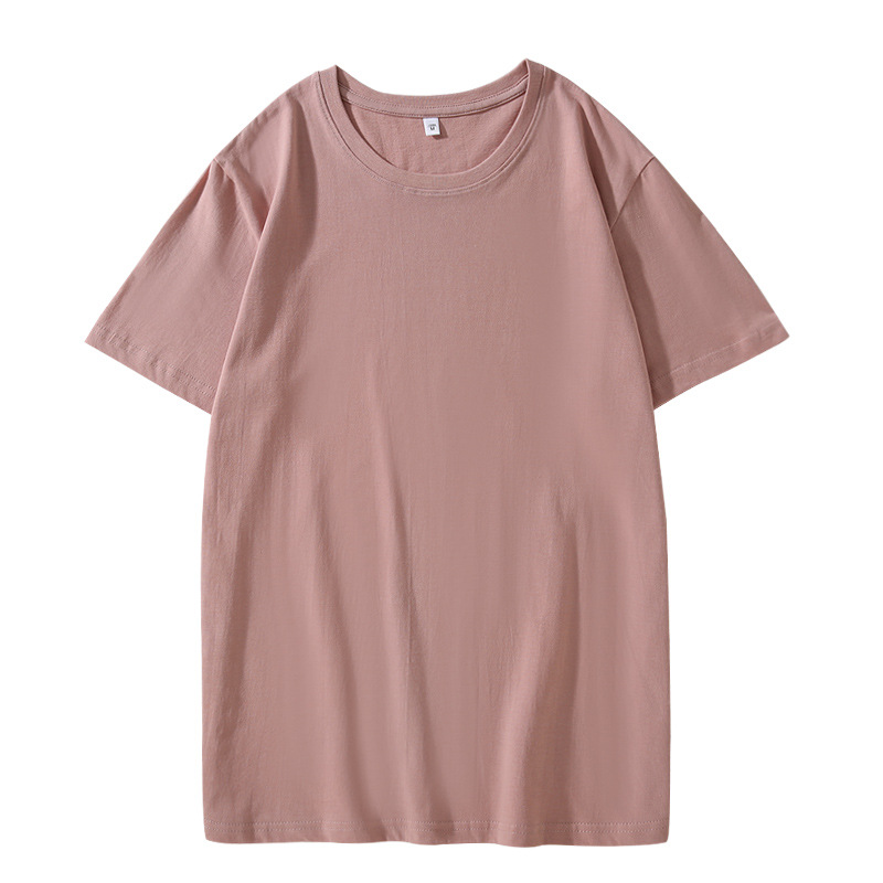 2025 Xinjiang algodón puro de fibra larga 180g cuello redondo hombres y mujeres color puro camisetas de manga corta ropa casual versátil de manga corta al por mayor