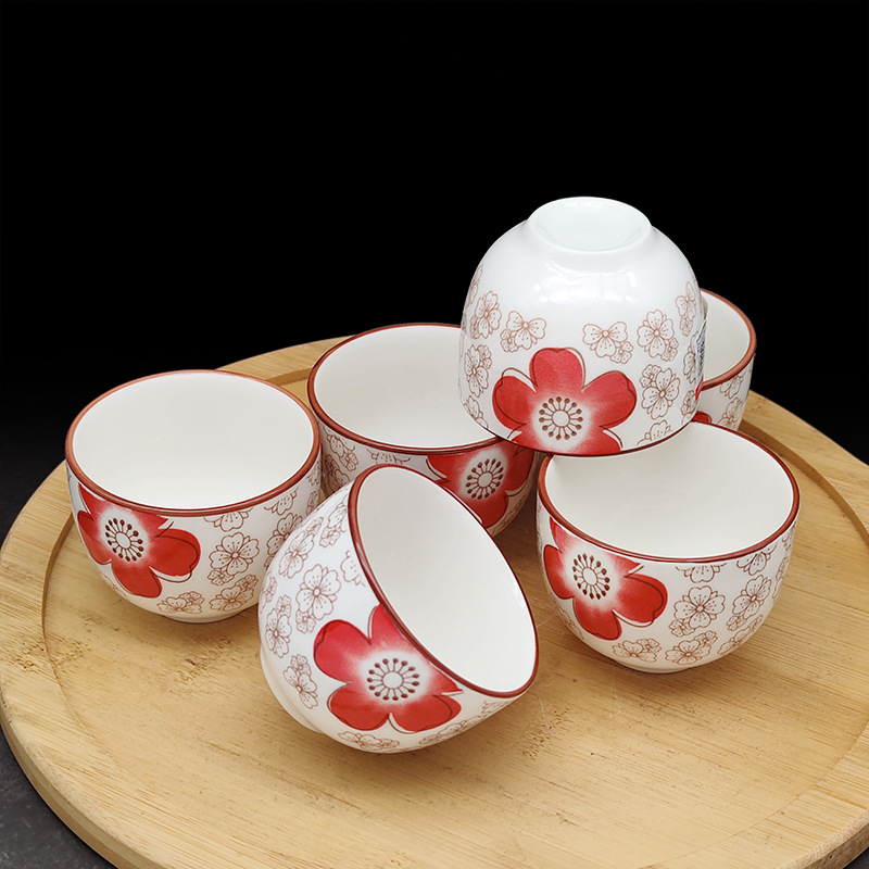 [Pequeña venta al por mayor] Taza de té de cerámica, taza de agua, nueva taza de boda china, taza de río de color bajo vidriado 120 ml