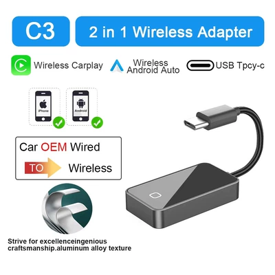 2-in-1 Wireless Carplay/Android Auto Simsiz CarPlay və Android Auto - c3-wireless-cpaa-type-c-interface