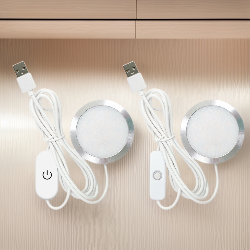 智能led橱柜灯5v房车灯puck light冰球酒柜衣柜灯usb充电小夜灯