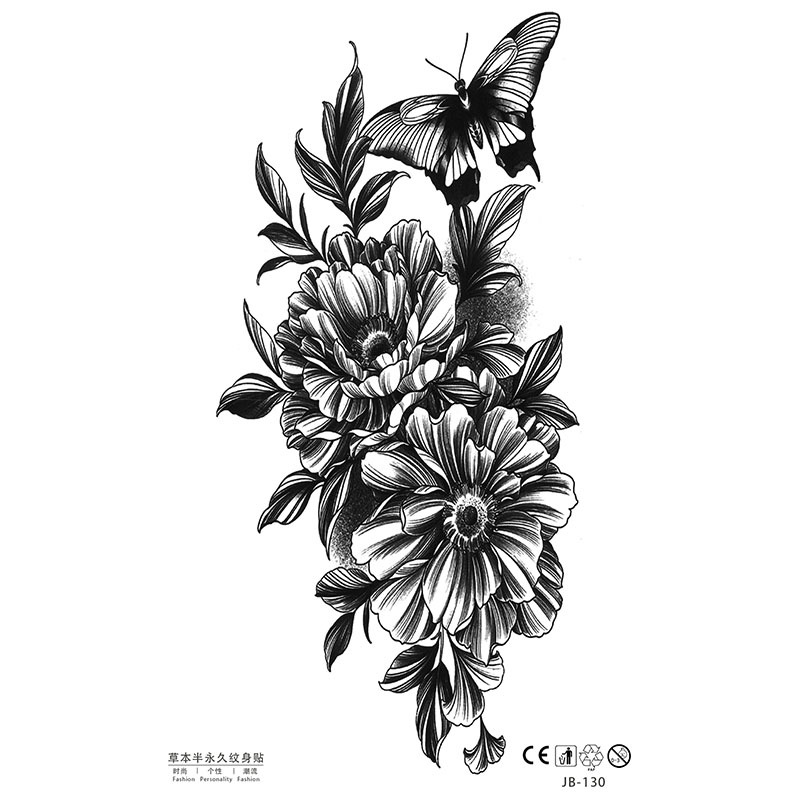 スポット卸売新品草本永久的な入れ墨入れ墨草本植物ジュースハーフアーム花柄インスタ高级感