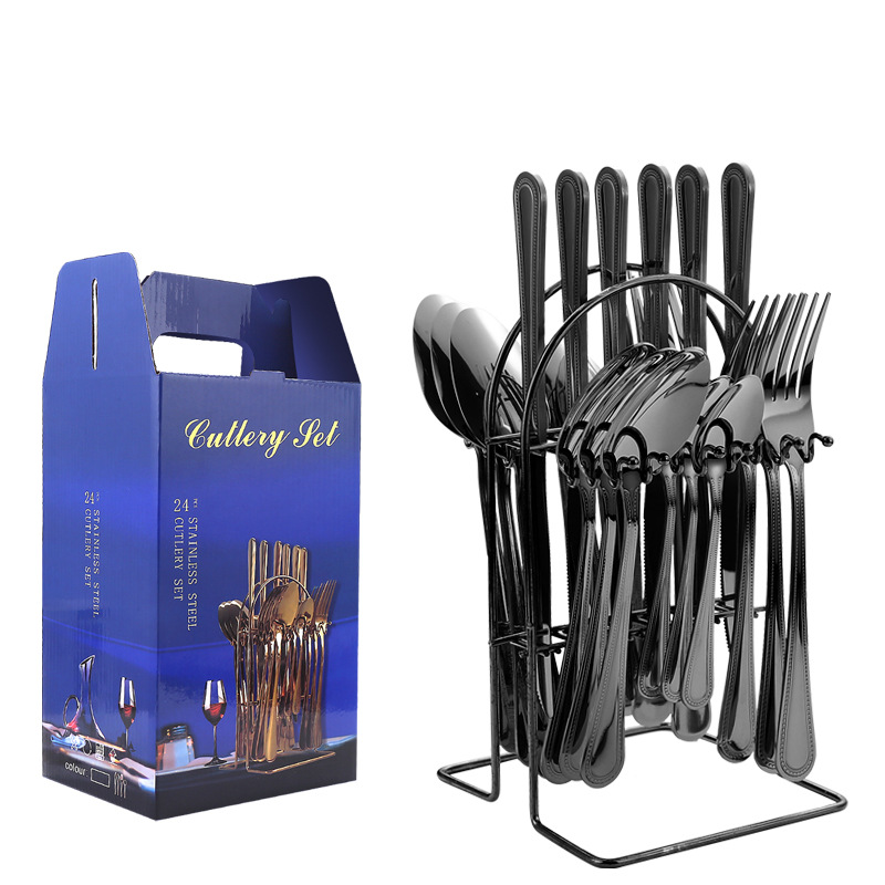 Productos de comercio electrónico transfronterizos cubiertos de acero inoxidable 24 piezas de cuchillo de filete de cuchara de cuchillo de cuchara de cuchillo de cuchillo