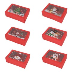 外国貿易の新しいクリスマスの贈り物の包装箱の焼き菓子の窓の透明なビスケットの箱の赤いクリスマスの贈り物の箱