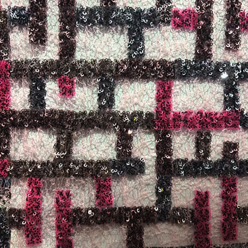 千鸟格提花绒亮片绣布料服装玩具抱枕沙发鞋帽箱包面料