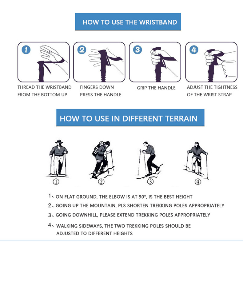 Bâton de trekking télescopique et pliable en 5 sections, en fibre de carbone 3K à tissage uni, pliable, antidérapant et portable._voghion.com