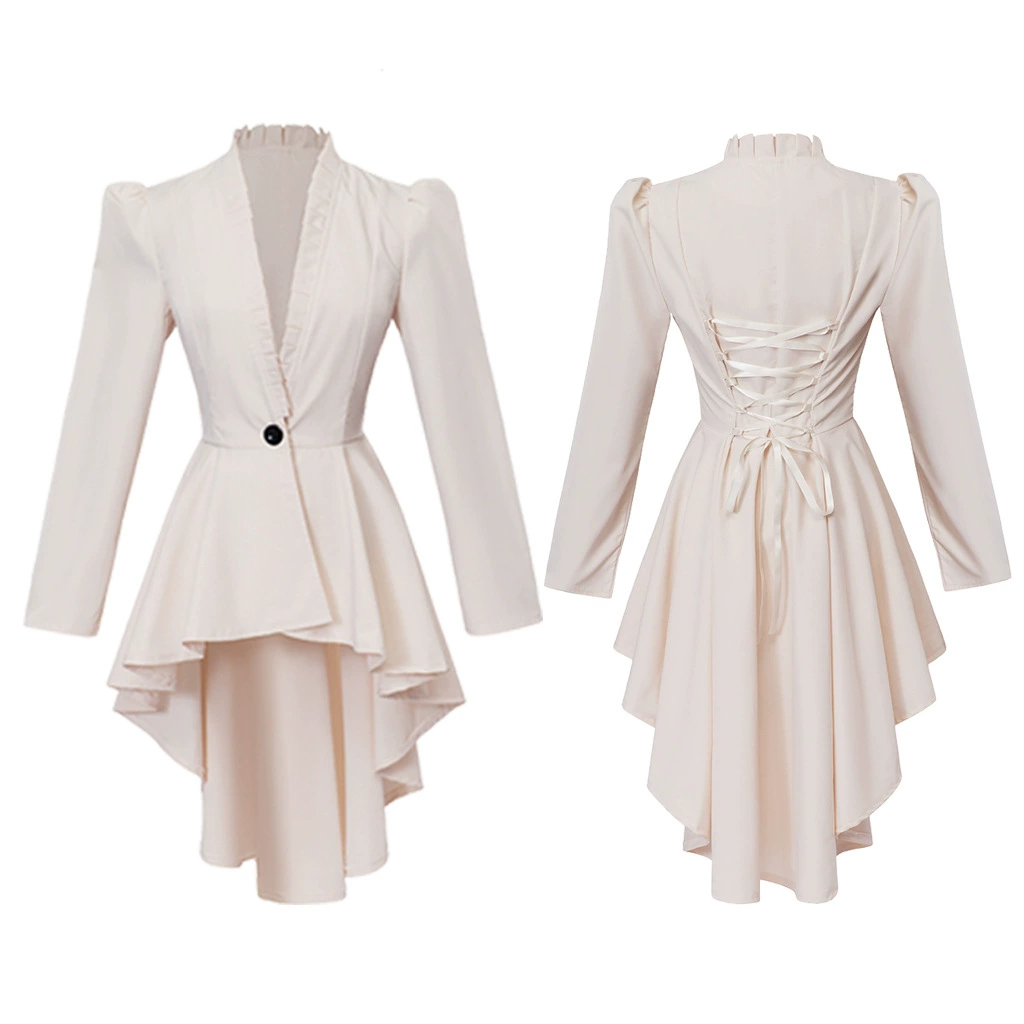 стимпанк-платье (Renaissance Clothing) женское готическое викторианское длинное переднее - высокий низ, оборочный воротник