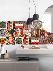 BB4C批發牆貼3d立體自粘牆紙衛生間防水廚房背景裝飾地貼復古