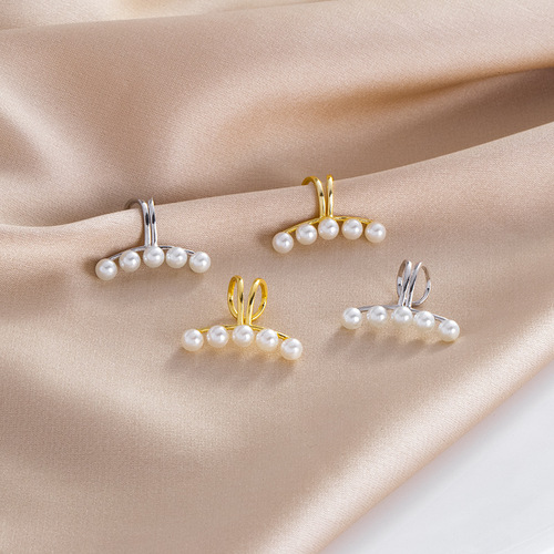 S925 silver Xiaoshe Song Jia's same ear bone clip for women's summer non-pierced ear clip  new pearl earrings